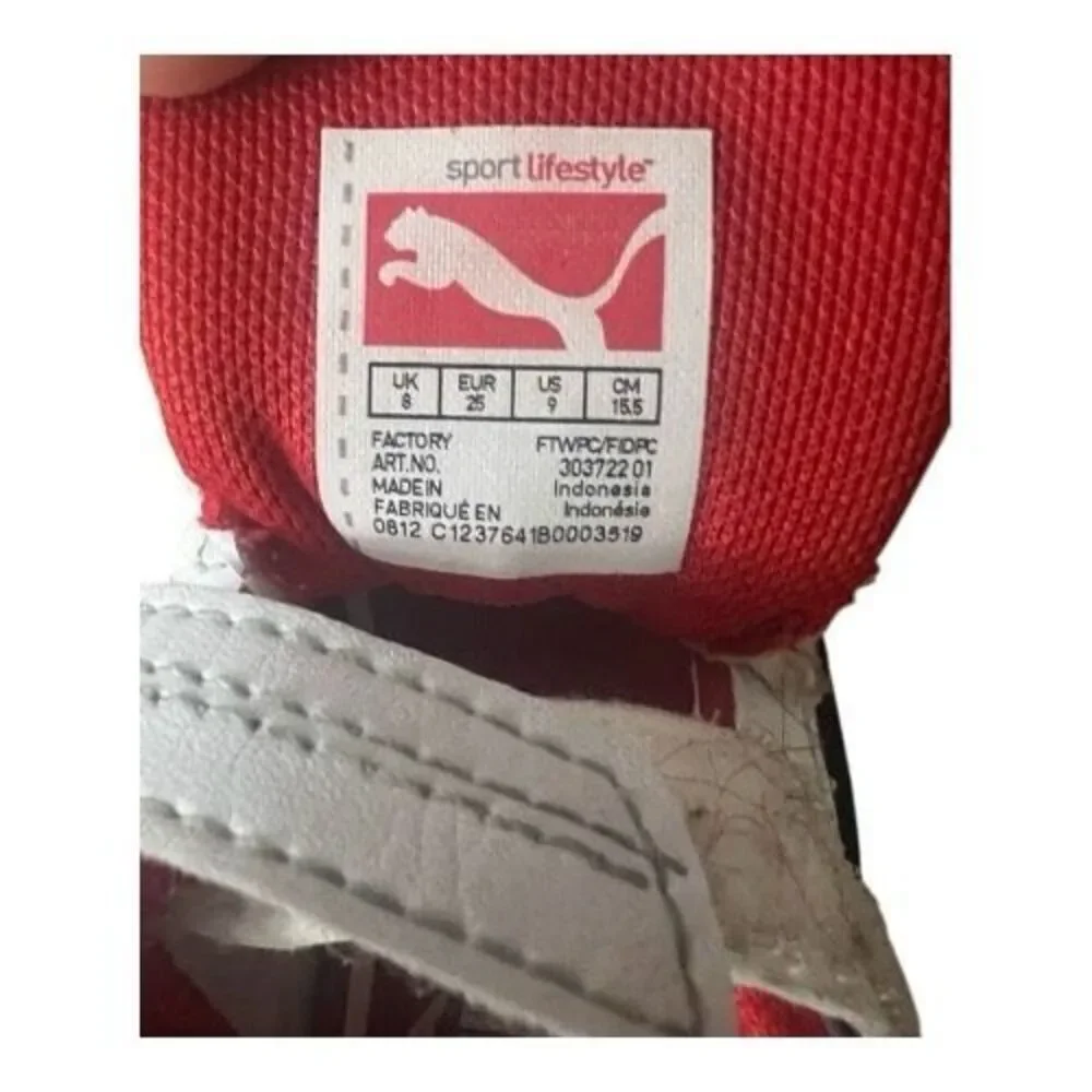 Puma  Ferrari Drift Cat Toddler Sneakers Size 9 White Red Walking Shoes Low Top